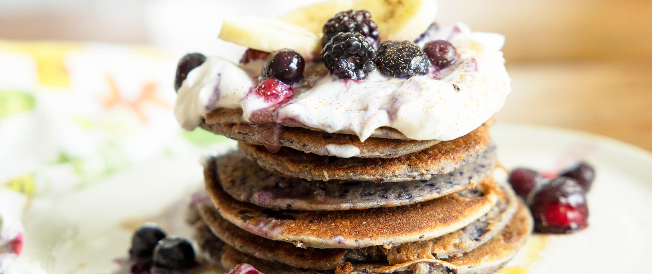 Blueberry Blender Protein Pancakes • Joyous Well being